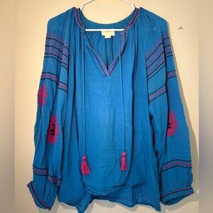 Maeve Vibrant Blue Embroidered Top